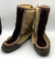 Vintage Snowland Sherpa Lined Brown Faux Fur Back Zipper Women's Boots 8.5