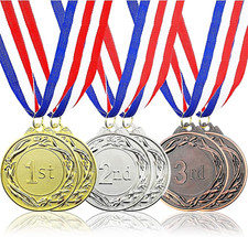 Award Medals with Ribbons in Gold, Silver, and Bronze 6 Pieces 