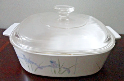 CORNING CORELLE SHADOW IRIS CASSEROLE DISH BOWL A-2-B 2 L WITH LID PYREX A-9-C