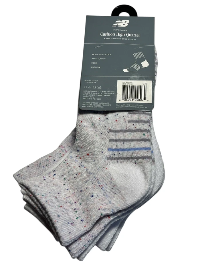 Calcetines New Balance Mujer 4-10 Performance Cushon Cuarto Alto 6 Pares Absorbentes Foto 2 de 4