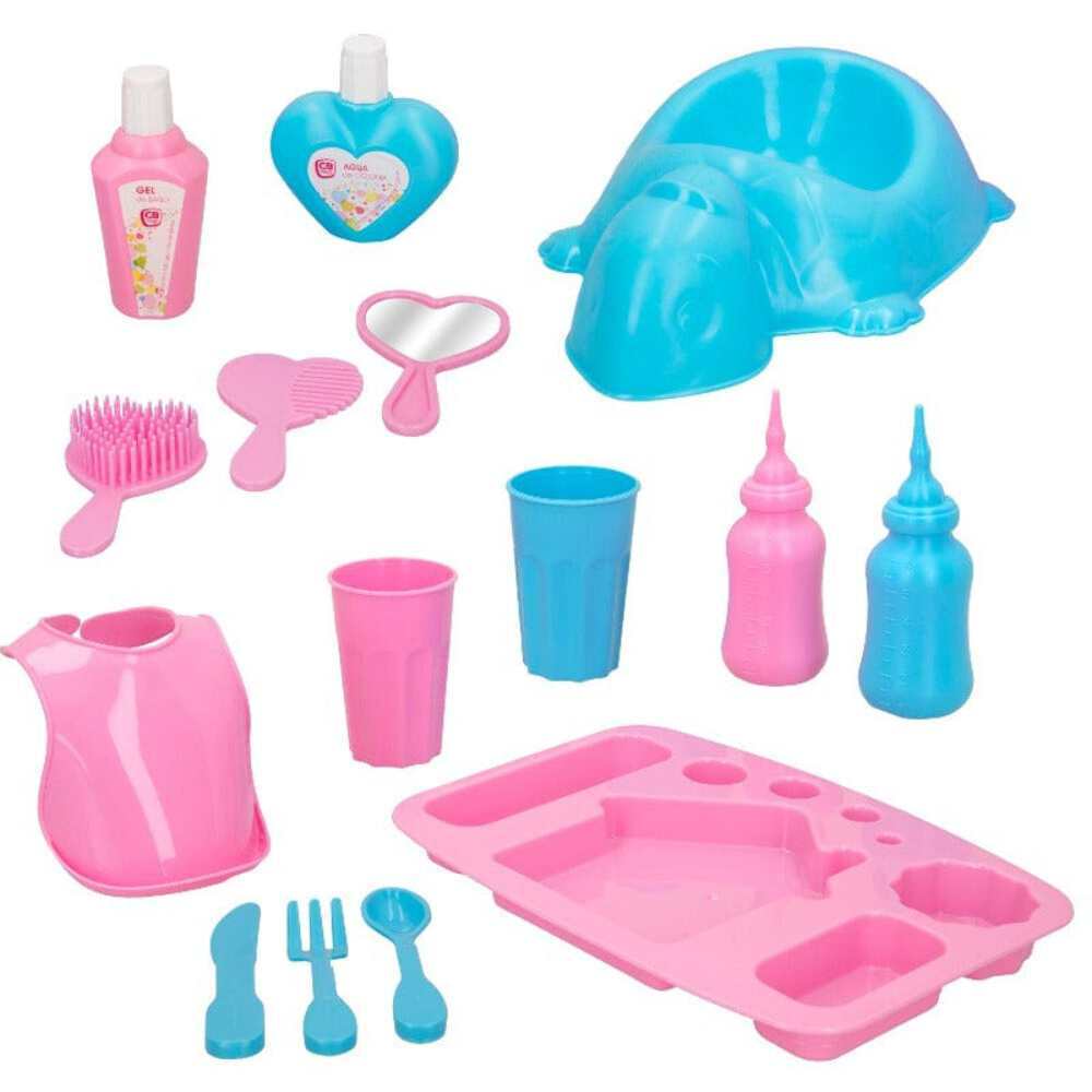 Set Accessori per Bambolotti, Include set per la Pappa e il Bagnetto 15pz