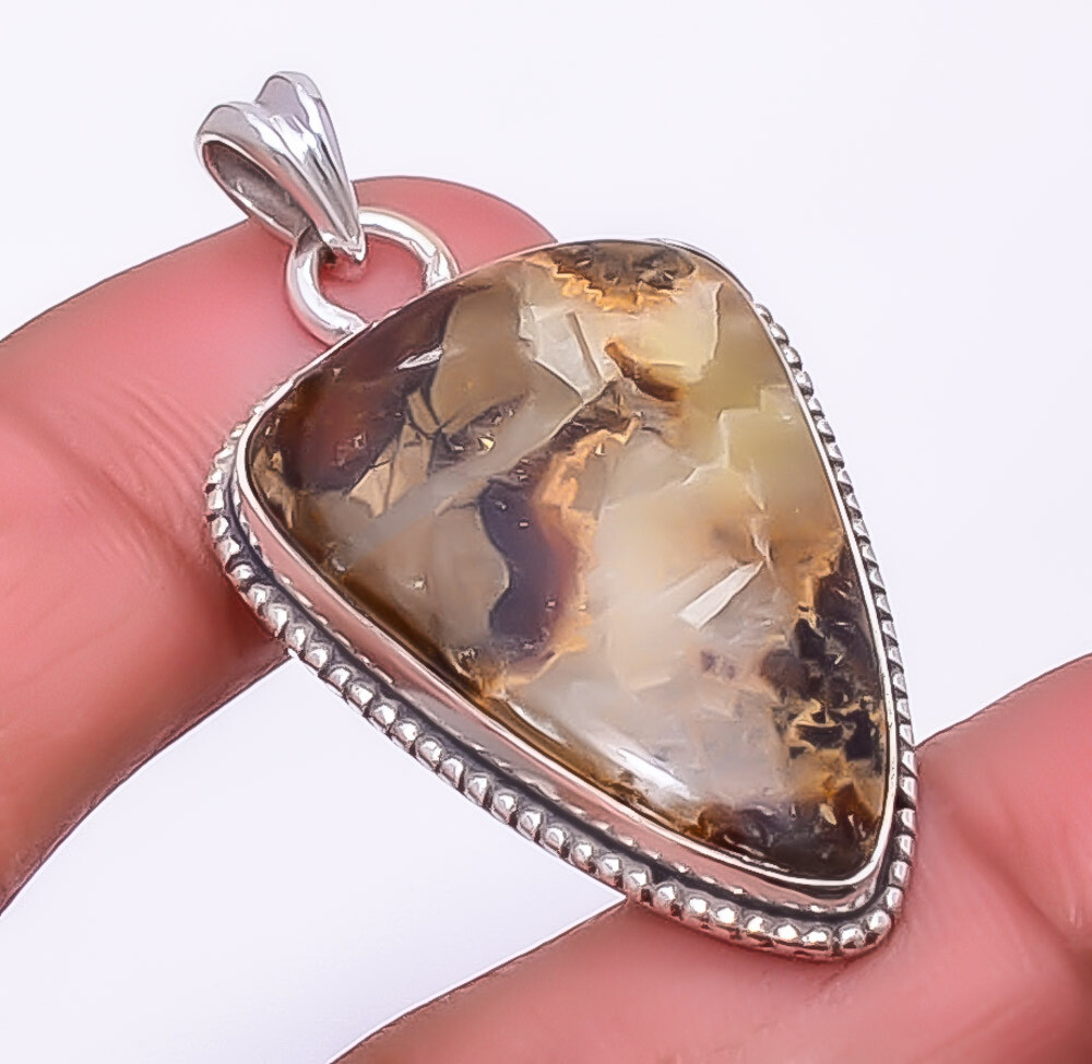 Septarian Stone Utah Gem 925 Sterling Silver Pendant 1.72 Inch P_9197_34_34