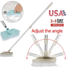 Long Handle Floor Scrub Brush Scrubber Stiff Bristles Tile Bath Tub Telescopic