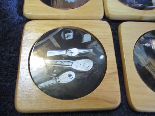 Sears Craftsman Beechwood 6 Coaster Set & Holder M48604 1930's 1970 Tools In Box - Picture 7 of 12