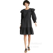 Ruffle Long Sleeve Ruffle Eyelet Dress Universal Thread Dark Gray Women