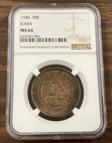 1946 IOWA Silver Commemorative Half Dollar 50C NGC MS64 - Deep Toning