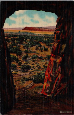 Gallup, NM - Kit Carson's Cave Postcard Linen Era