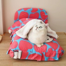 New S-M Pink Pet Dog Cat Bed Frame Mattress Pillow Cushion Hello Kitty Princess