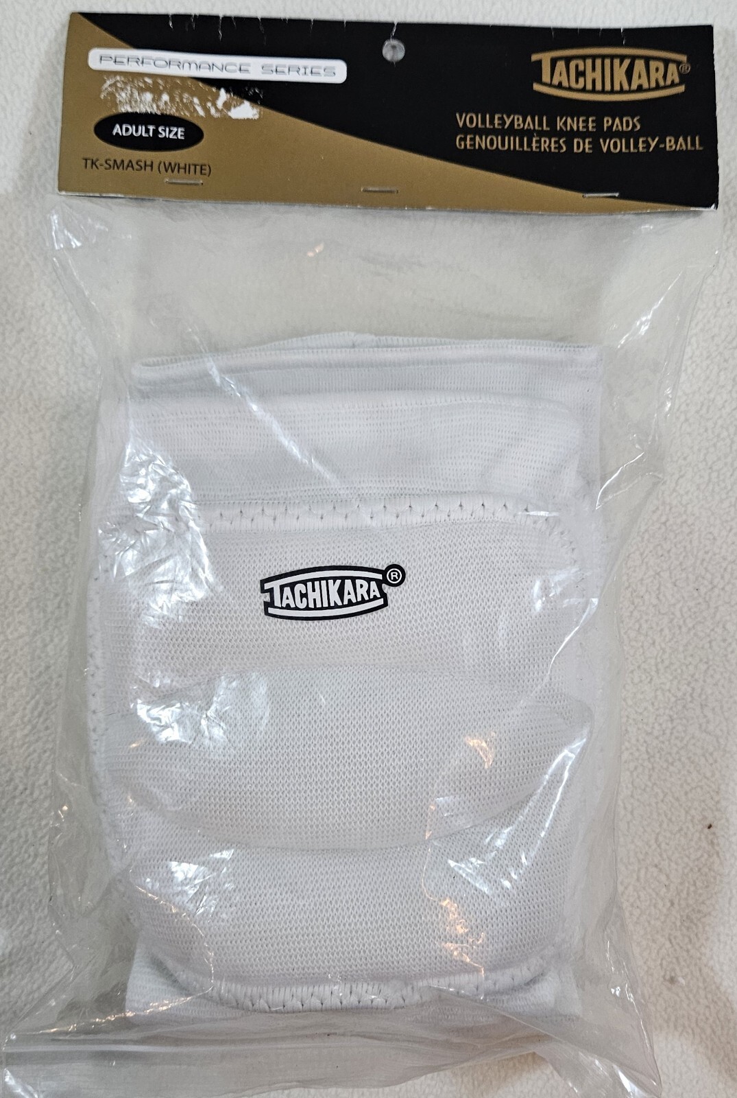 TACHIKARA TK-SMASH Flexible Adult White Volleyball Knee Pads Pull-On Design