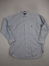 Chaps Men's Dress Shirt Size 16/34 White Cotton Striped Long Sleeve