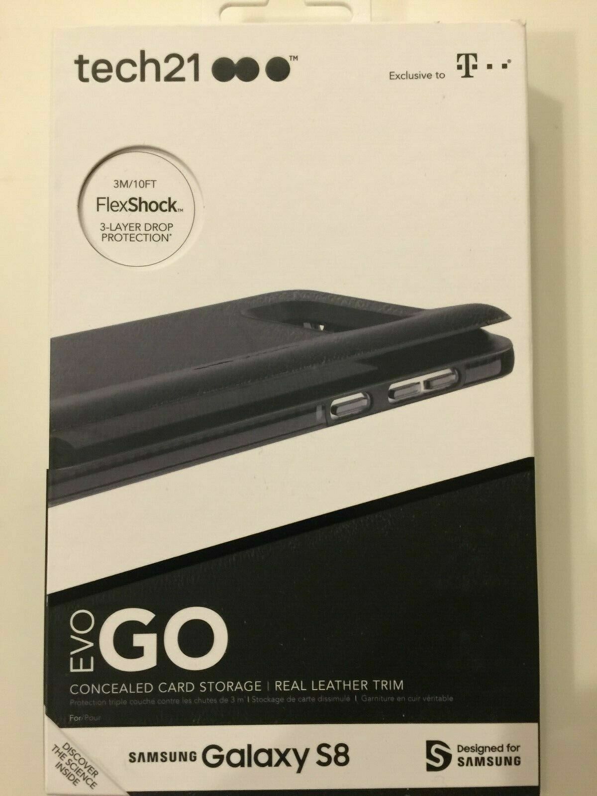 Tech21 Evo Go Cuero Tarjeta de Crédito Samsung Galaxy S8 Negro NUEVO