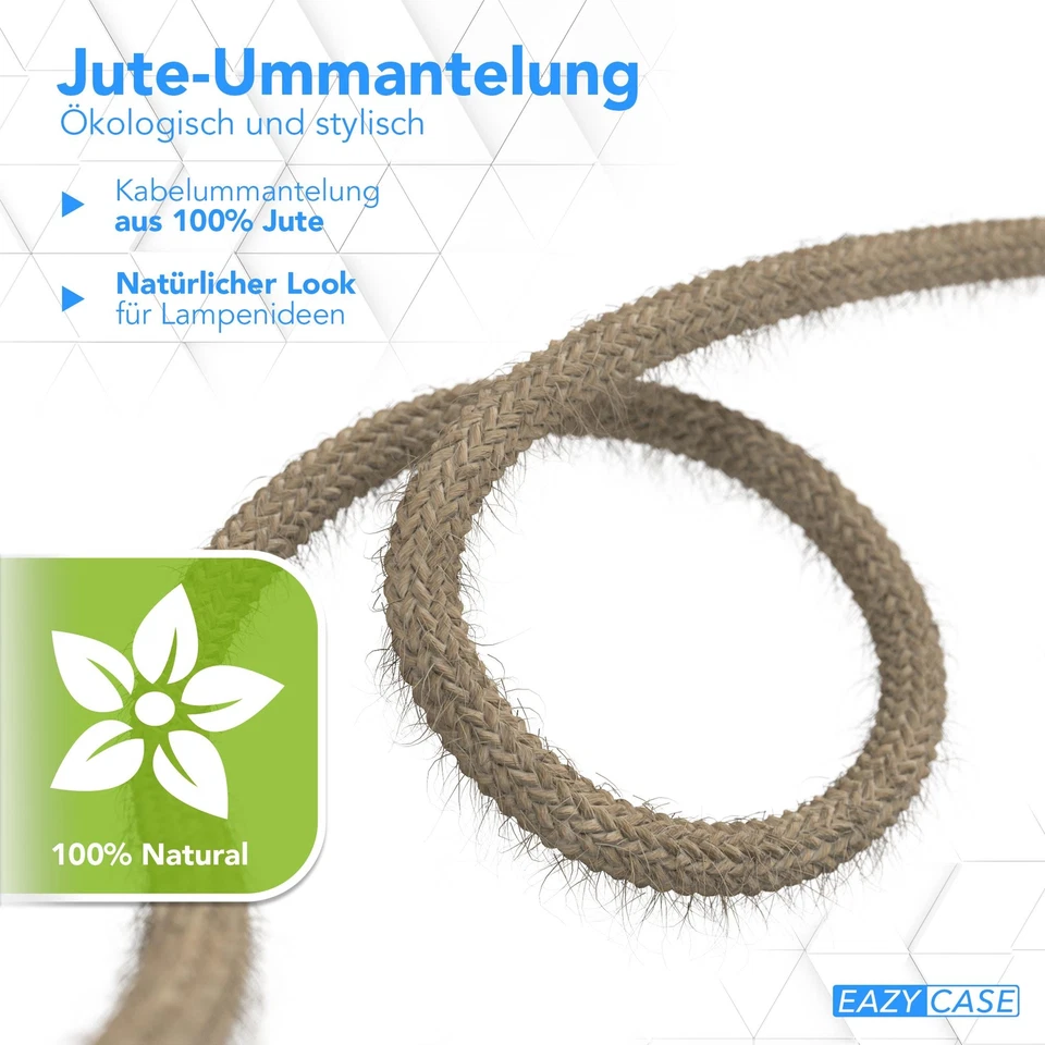 Lampensockel mit 5m Kabel E27 Schraubfassung Netzstecker Schalter Fassung Natur - Bild 3 von 4