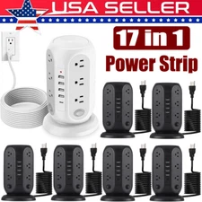 12 AC Outlets 5 USB Ports Charging Tower Power Strip for Multiple Devices Lot