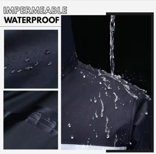 Men Black Hooded Rain Suits Jackets Pant Gear Raincoat Waterproof Outdoor Hiking - Picture 18 of 28