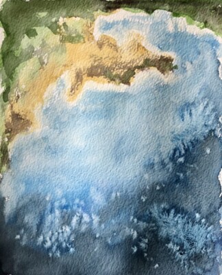 Aquarell Atelier Studiengemälde ca. 8'' x 10'' Landschaftsgemälde Ozean Meer I