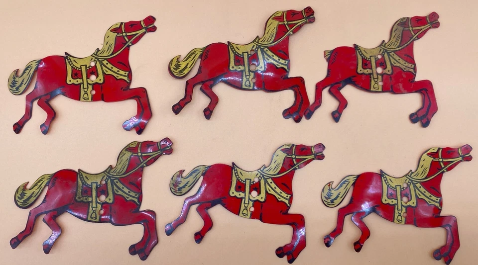 (19) 1950-62 A.C GILBERT ERECTOR SET 3 HOLE HORSES (13) PAPER/ (6) PLASTIC - Image 2 of 4