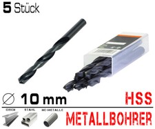 HSS Metallbohrer Spiralbohrer Eisenbohrer Stahlbohrer Ø 10.0 mm Bohrer / 5 Stück