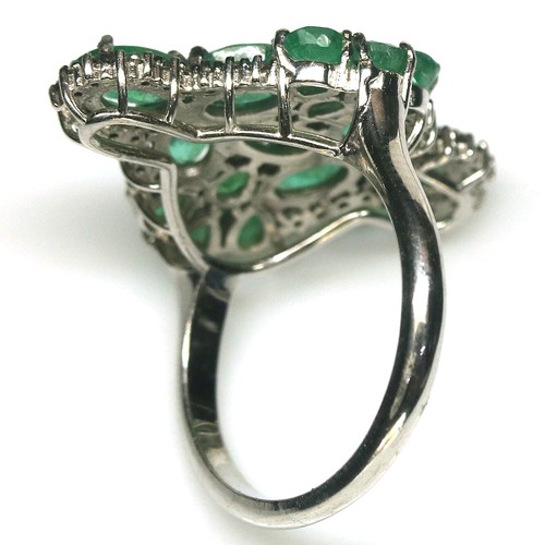 Edelstein Grün Smaragd & Diamant Schmuck Ring 925 Silber Größe - Bild 3 von 4