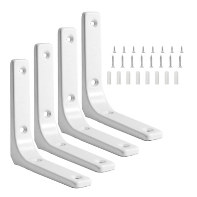 4 Pieces Wall Mounted Floating Shelf Support Brackets for Kitchen and Bathroom