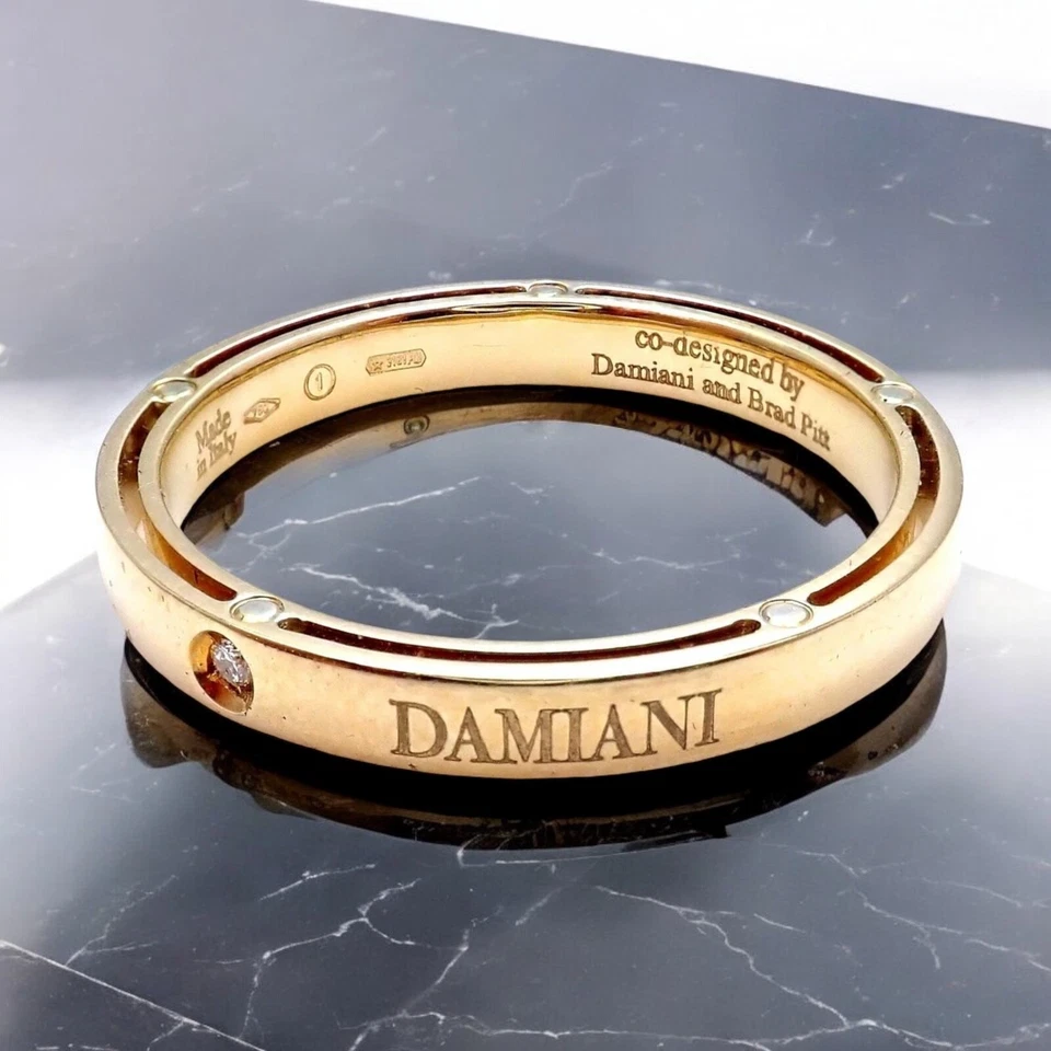 ¡Nuevo! Auténtico Anillo Damiani Brad Pitt Oro Amarillo 18k Diamante 3mm Banda Talla 10.5 Foto 2 de 4
