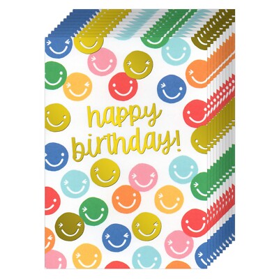 LOT OF 10 BIRTHDAY Blank Cards + Envelopes, Bright Colorful Smiley Face Emojis