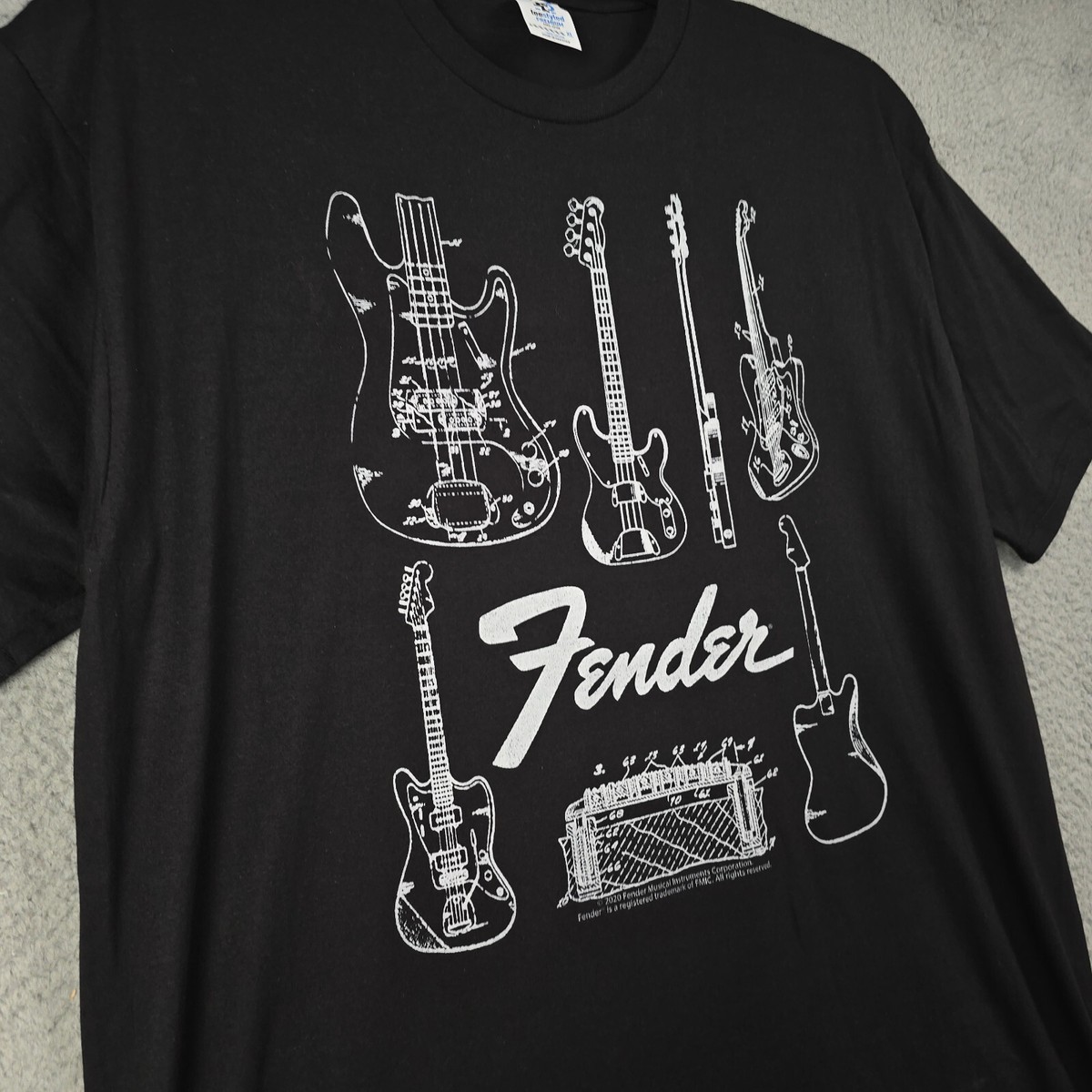 FENDER Guitar Shirt MENS Extra Large XL Black STRAT Stratocaster
