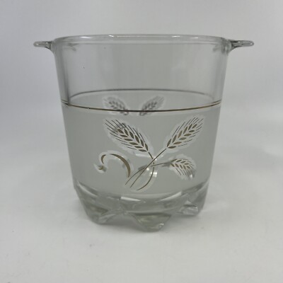DECOVER Italy Ice Bucket Frosted Gold Wheat Leaf Devalbor Covetro Vintage MCM