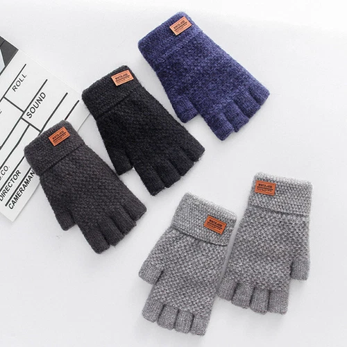 1 Paar Alpaka Wolle fingerlose Handschuhe Thermo Herren gestrickt Handschuhe - Bild 6 von 17