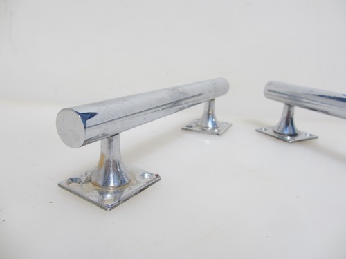 Vintage Chromed Brass Door Handles Shop Pulls Antique Old Art Deco Chrome 6.5" - 第 9/13 張圖片
