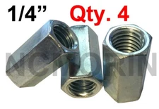 Qty 4 Stainless Steel Hex Rod Coupling Nuts 1/4-20 x 7/8