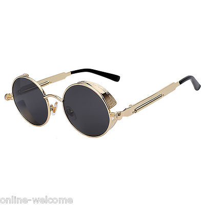 Retro Round Polarized Steampunk Sunglasses UV400 Metal Frame Unisex Retro Steampunk Sunglasses Round Metal Circle Glasses  main image 3