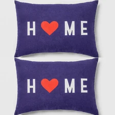 2 PACK Indoor/Outdoor Lumbar Throw Pillow Navy - Sun Squad - Heart