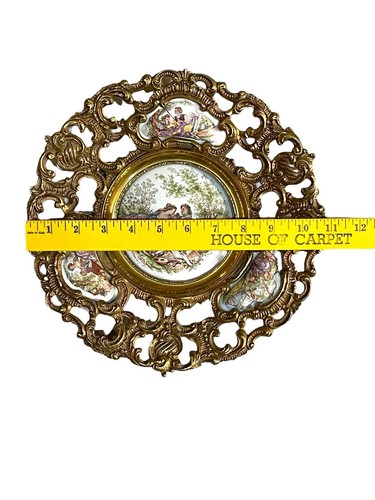 Coppia Fragonard Vintage Limoges Placca Placca Telaio Oro Ottone Diametro 11 - Foto 9 di 12