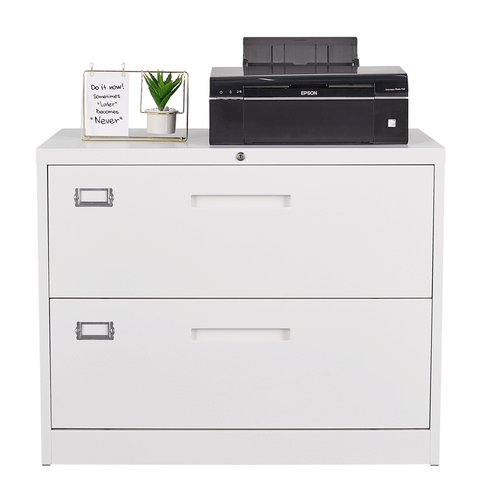 2 Drawer Metal File Cabinet for A4 Hanging Lateral Letter Legal Lockable Storage - Picture 2 of 9