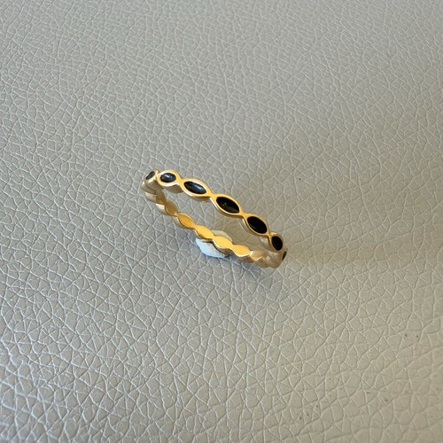 Pandora Royal Victorian 14K Gold Black Enamel Ring Size 58 #150173EN16 - Picture 4 of 16