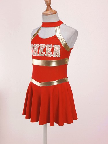 Kids Girls Cheerleading Uniform Sleeveless Dress Cheer Leader Costume AU - Picture 34 of 63