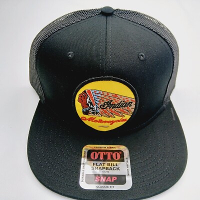 Black Flatbill Mesh Snapback Indian Motorcycles Embroidered  display picture 1