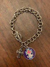 Christian  He Lives  Cross Easter Resurrection Charm Bracelet Catholic Jesus