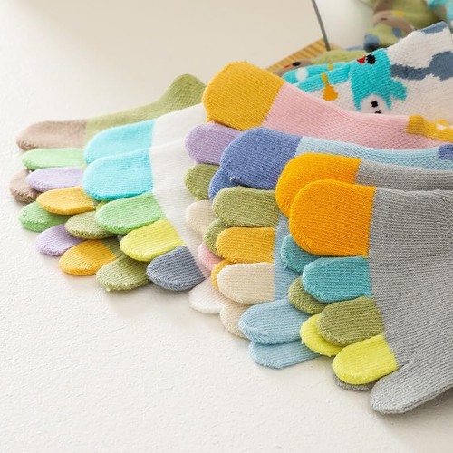 2 Pairs Cotton Five Finger Toe Socks Athletic Running Breathable Mesh Giraffe... - Picture 6 of 7