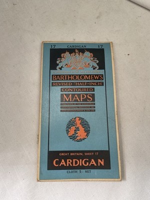 Vintage Ordnance Survey Contour Map Bartholomew s Sheet 17 Cardigan
