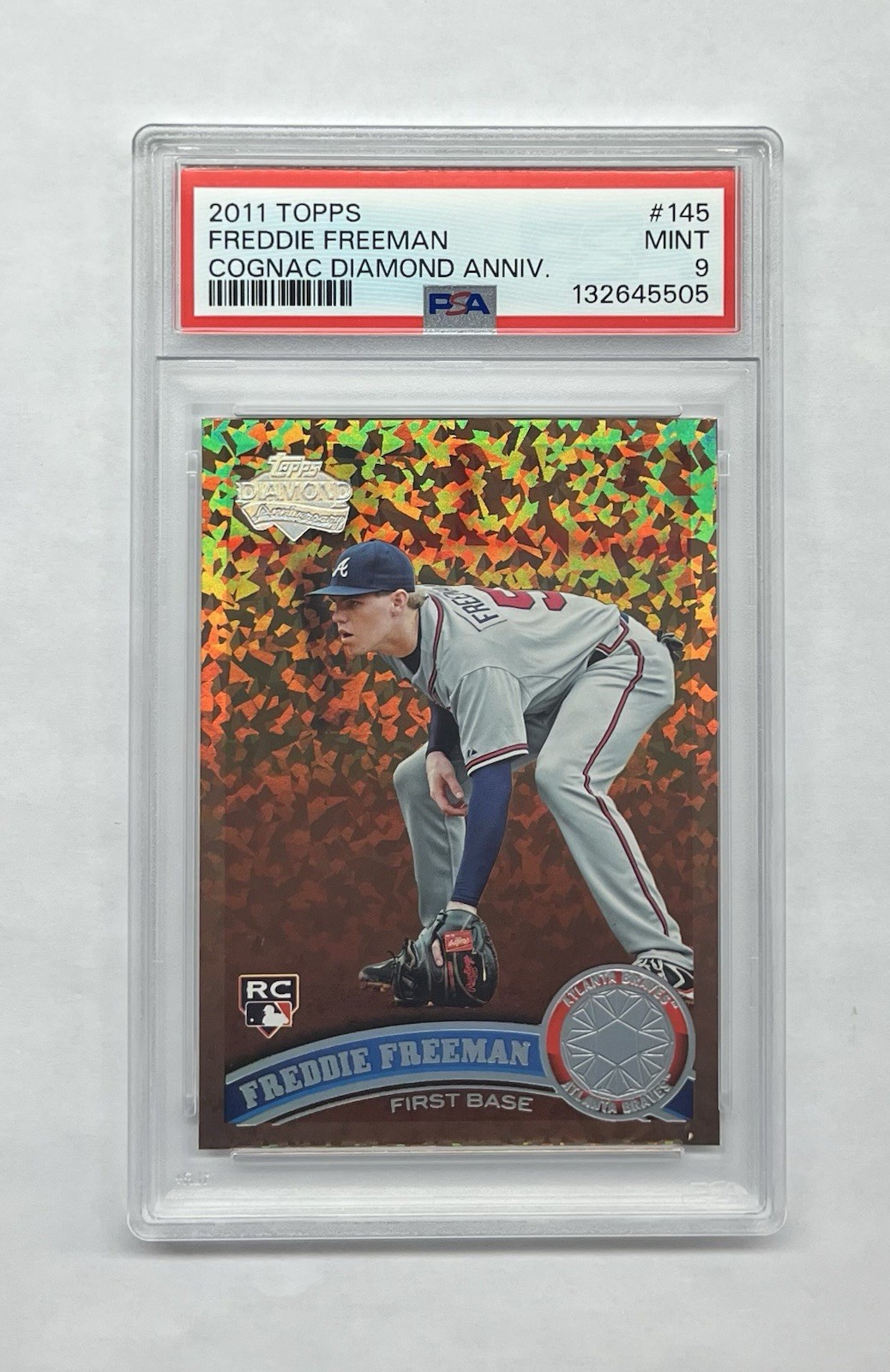 2011 TOPPS FREDDIE FREEMAN COGNAC DIAMOND ANNIVERSARY #145 PSA 9 ROOKIE RC C