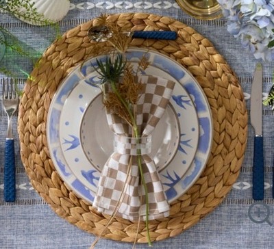 4 x MacKenzie Childs Clear Check Serviettenringe aus Glas