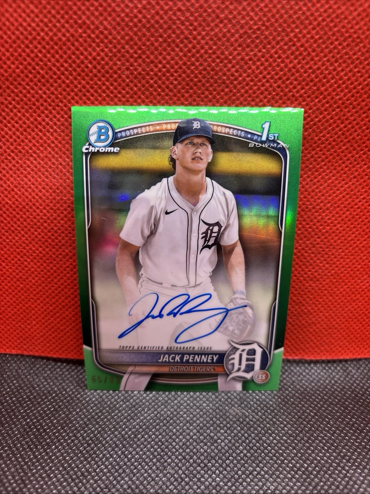 2025 Bowman Chrome 1st Jack Penney Prospect Auto Green Lava /99 Detroit Tigers