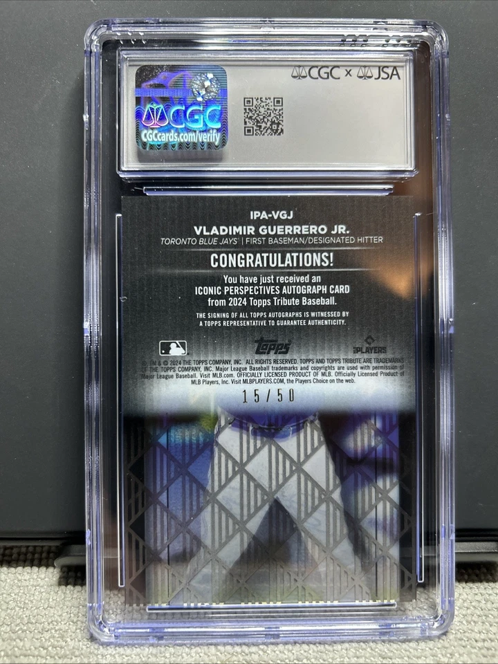 Vladimir Guerrero Jr 2024 Topps Tribute Iconic Perspective Auto #15/50 CGC 9 Foto 2 de 2