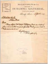 McLaughlin "Building Material" Missoula, MT 1892 Billhead A.M. Holter