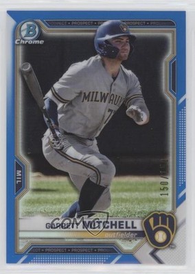 2021 Bowman Chrome Prospects Blue Refractor /150 Garrett Mitchell #BCP-204 0mr3
