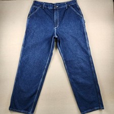 Carhartt B13-DST Men's Carpenter Jeans 38x32 Loose Fit Dark Blue 100 Cotton