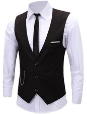 Men's Formal Dress Business Slim Fit Sleeveless Jacket Suit Vest X-Small Black