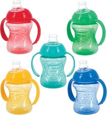 Image of Nuby Two-Handle No-Spill Super Spout Grip N' Sip Cups, 8 Ounce (2 Count, Multi)