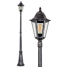 HOFSTEIN Ganna Außenwegeleuchte Kandelaber Metall/Glas Schwarz/Silberfarben/Klar